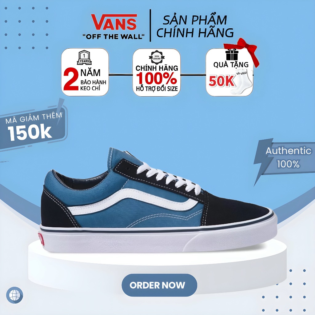 Vans old skool navy xanh nam nữ, giày vans old skool cao cấp full box