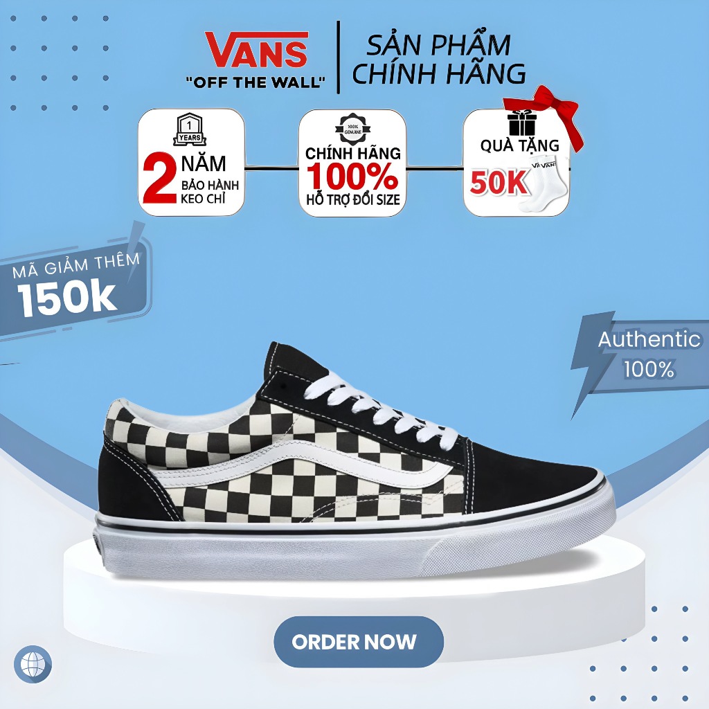Giày vans caro chính hãng cho nam nữ, vans old skool checker chuẩn full box