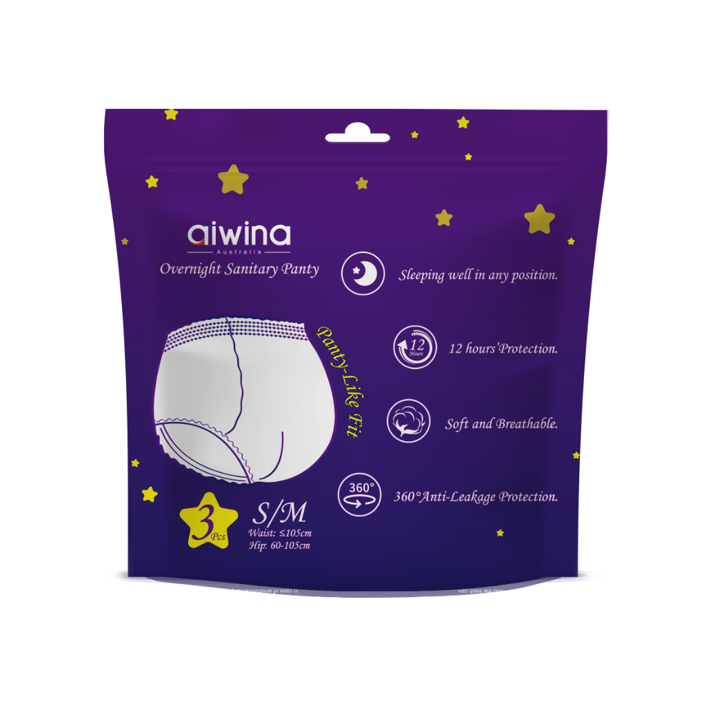 Băng Vệ Sinh Dạng Quần Aiwina Túi 3 Cái, Ban Đêm Chống Tràn và Thấm Hút Hiệu Quả, Dùng Cho Bé Gái Dậy Thì và Mẹ Sau Sinh