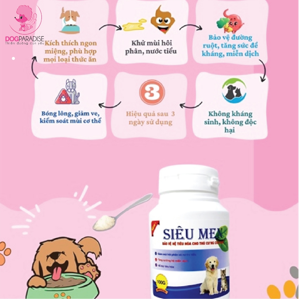 Men bảo vệ tiêu hóa thú cưng Siêu Men 100g - Dogparadise