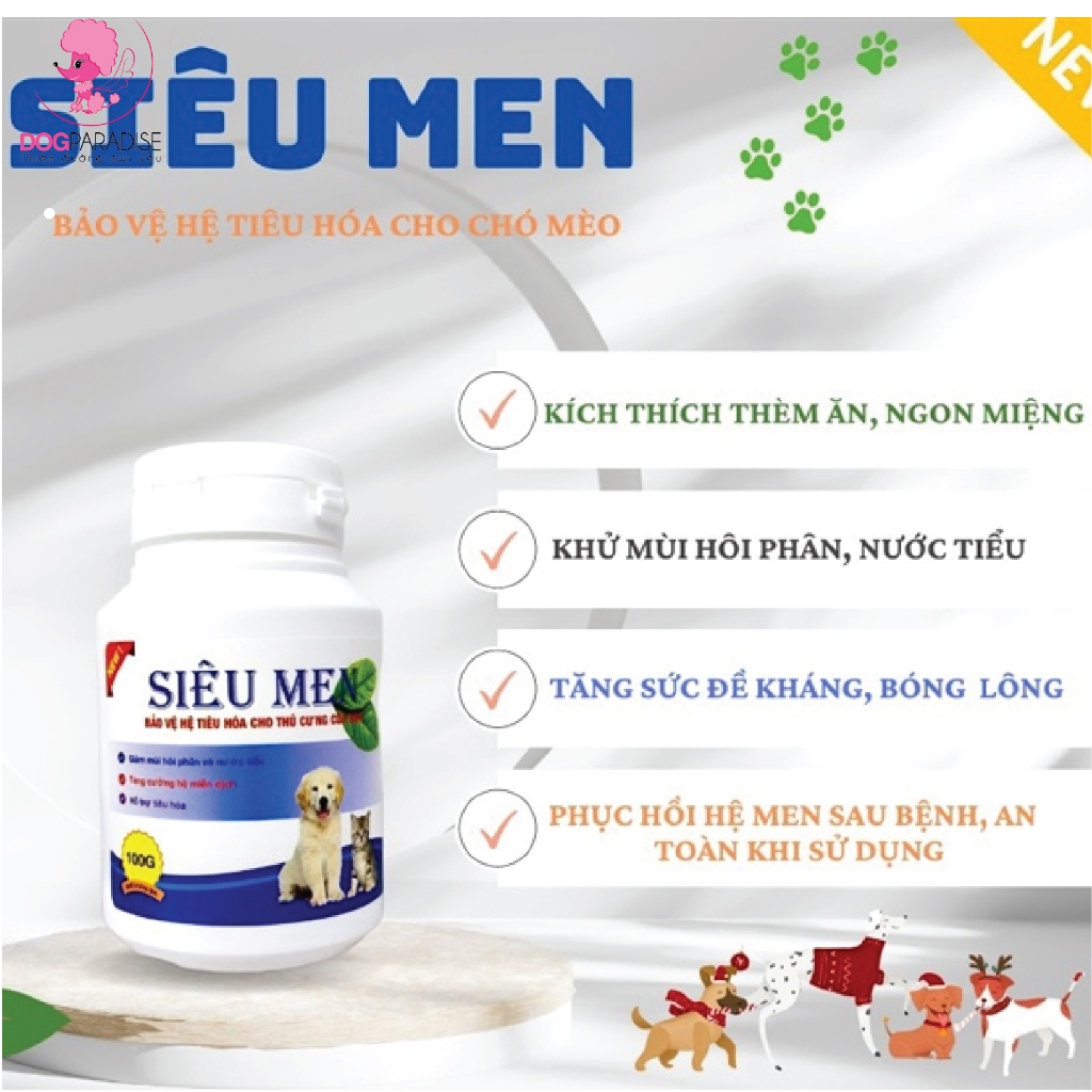 Men bảo vệ tiêu hóa thú cưng Siêu Men 100g - Dogparadise