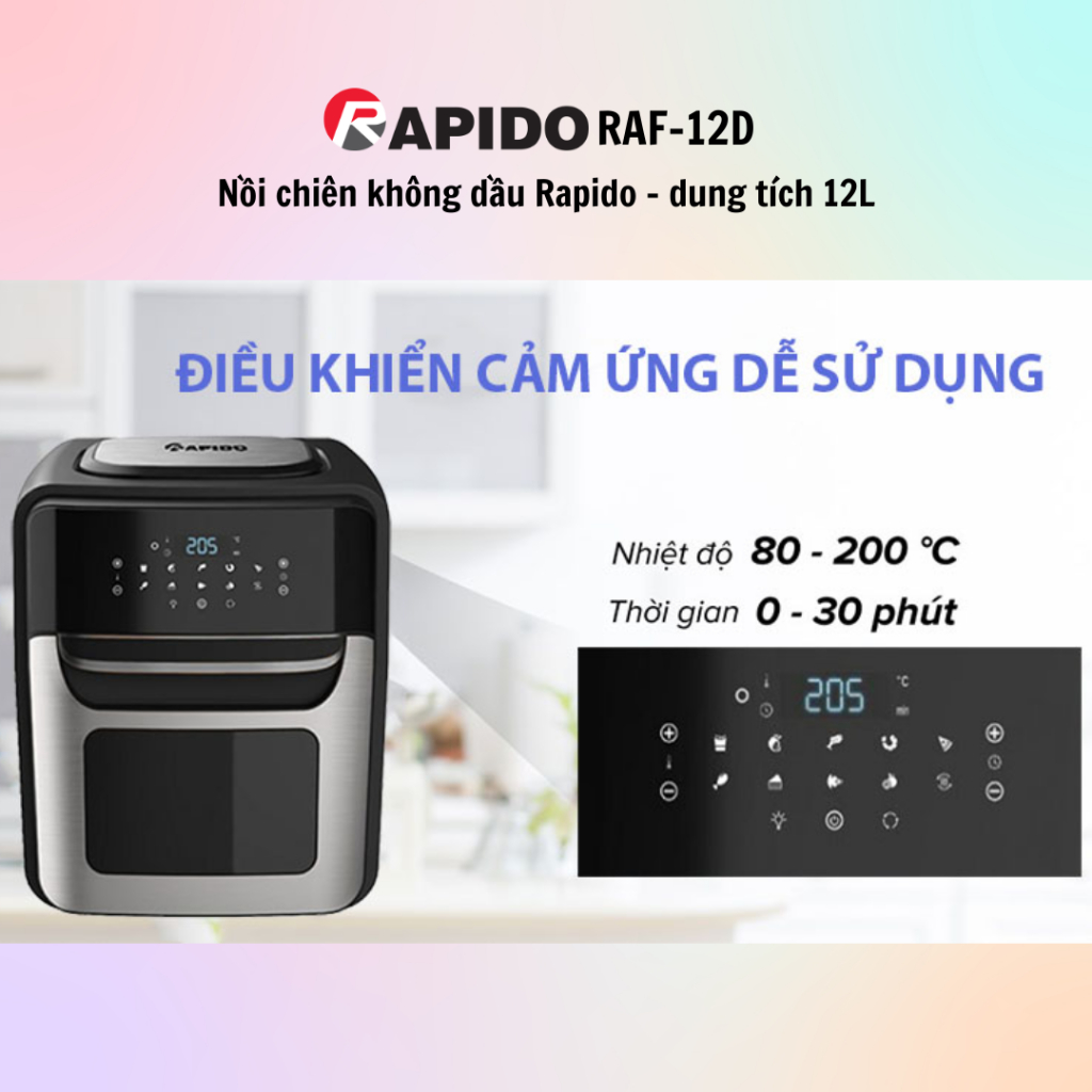 Nồi chiên không dầu Rapido RAF6.5D /RAF-12D  1800W - Hàng chính hãng