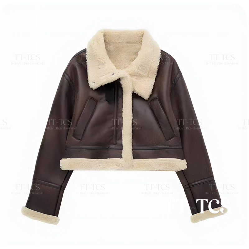 Áo khoác da lộn nâu