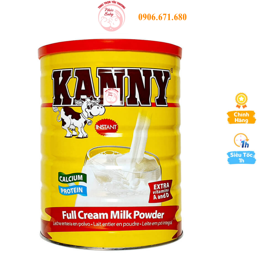 Sữa bột nguyên kem Kanny 28% chất béo lon 900g giúp bé từ 1 tuổi phát triển chiều cao, tăng cường hấp thu, canxi hữu cơ
