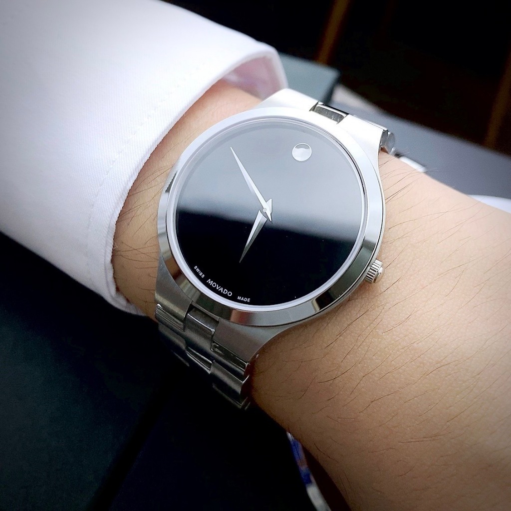 ĐỒNG HỒ CẶP MOVADO 0607199 khung thép trắng- Máy swiss made- Size 40/26mm- chống nước- bảo hành 24 tháng