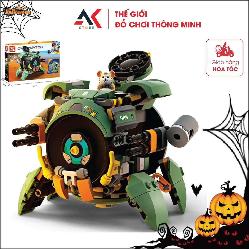 Đồ Chơi Lắp Ráp verwatch Mô Hình Wrecking Ball  Chuột Hamster, Người Sắt, Đội Trưởng Mỹ 12in1