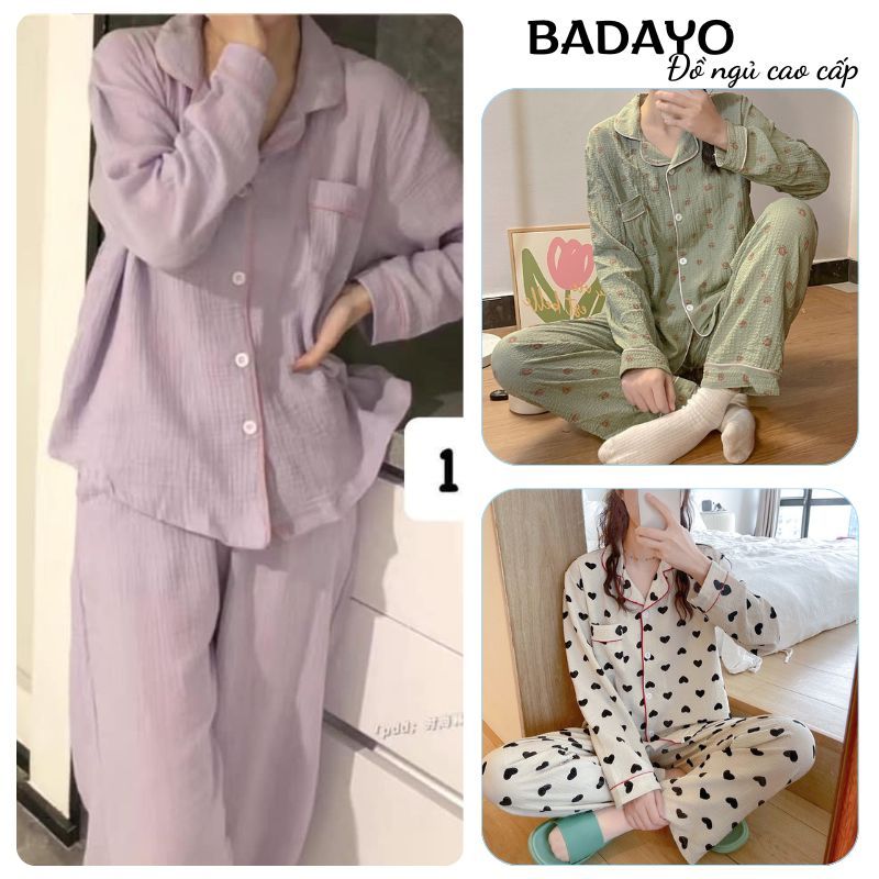Đồ ngủ nữ bộ pijama dài tay phong cách hàn quốc nhiều mẫu xinh xắn BADAYO
