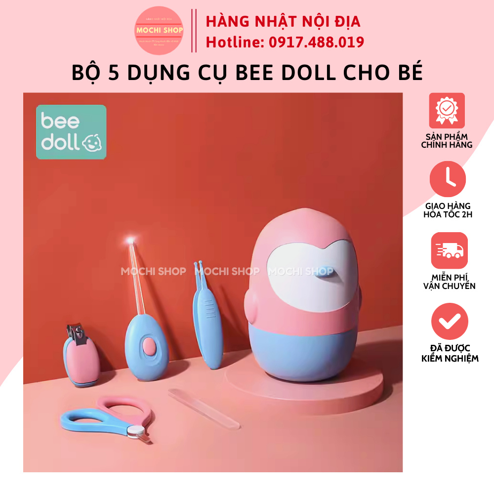 Bộ dụng cụ cắt móng, lấy ráy tai BeeDoll cho bé. Bộ 5 món chăm sóc cơ thể