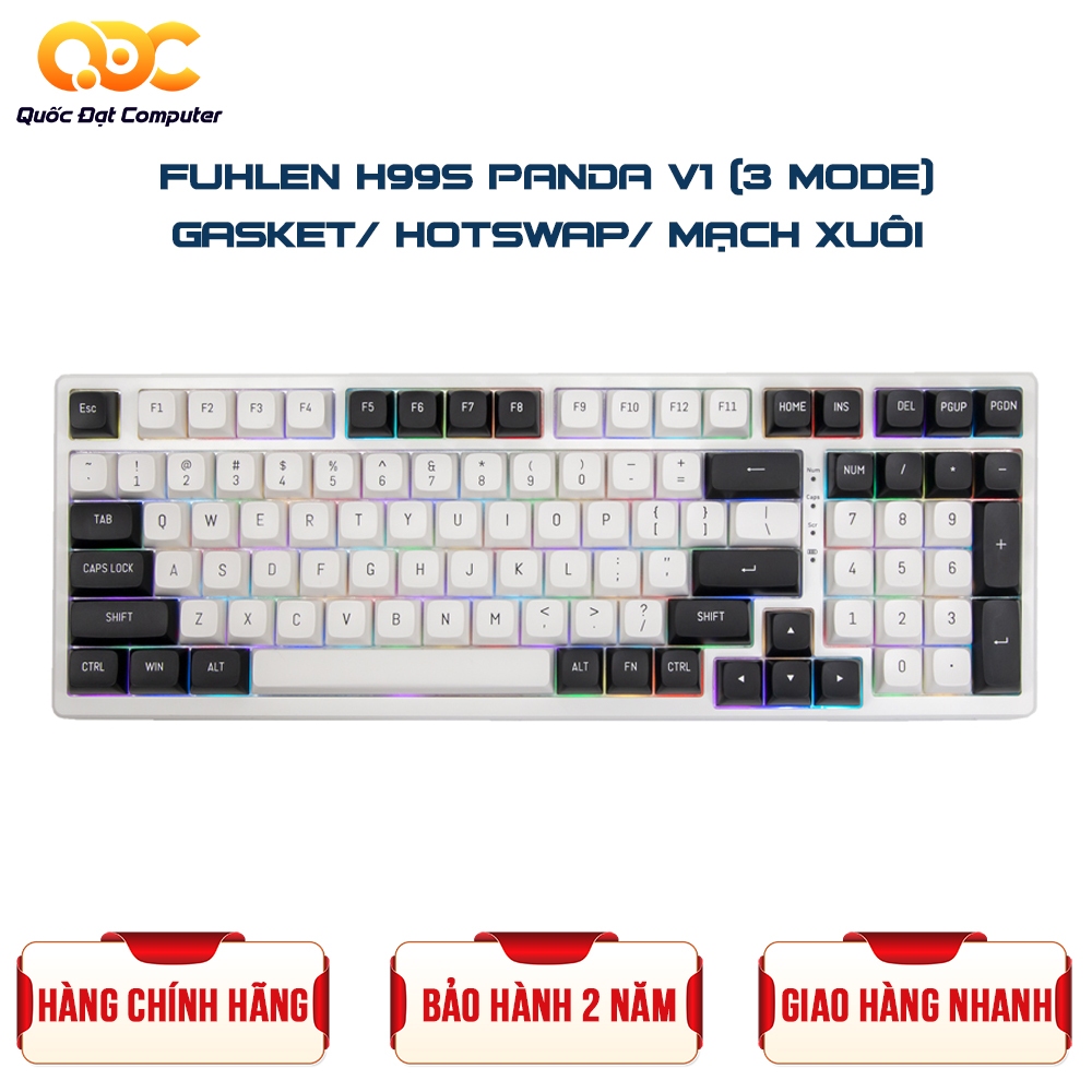 BÀN PHÍM CƠ FUHLEN H99S PANDA 3-MODE/ GASKET/ HOTSWAP/ MẠCH XUÔI