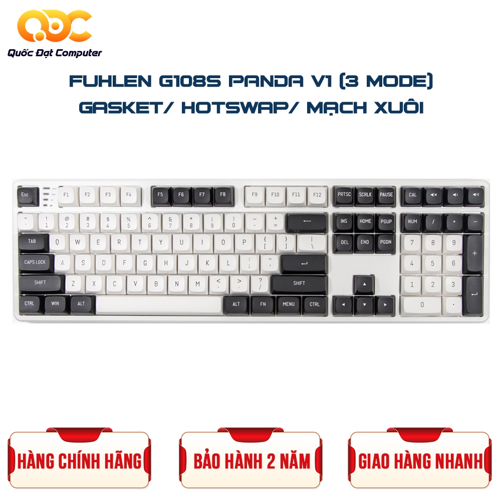 BÀN PHÍM CƠ FUHLEN G108S PANDA V1 3-MODE/ GASKET/ HOTSWAP/ MẠCH XUÔI
