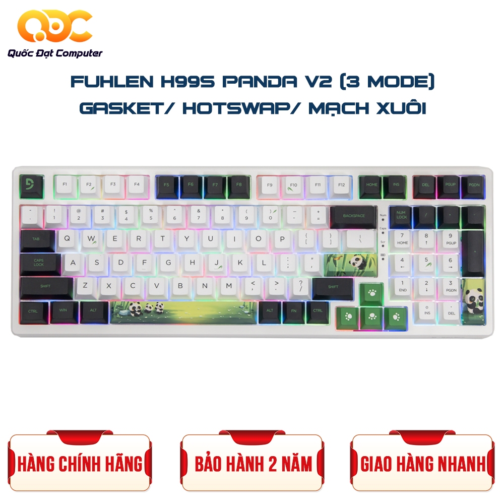 BÀN PHÍM CƠ FUHLEN H99S PANDA V2 3-MODE/ GASKET/ HOTSWAP/ MẠCH XUÔI