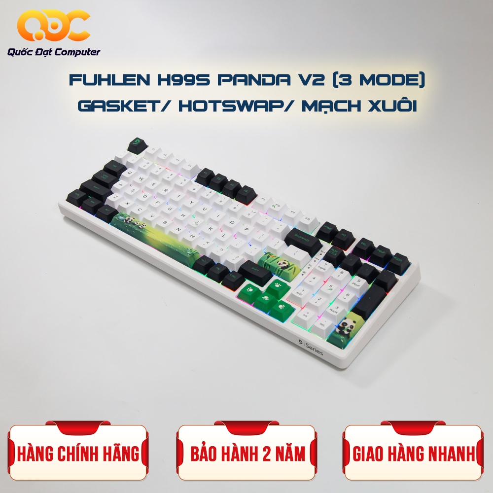 BÀN PHÍM CƠ FUHLEN H99S PANDA V2 3-MODE/ GASKET/ HOTSWAP/ MẠCH XUÔI