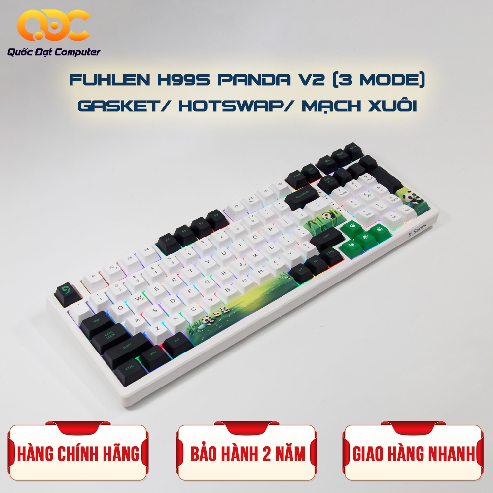BÀN PHÍM CƠ FUHLEN H99S PANDA V2 3-MODE/ GASKET/ HOTSWAP/ MẠCH XUÔI