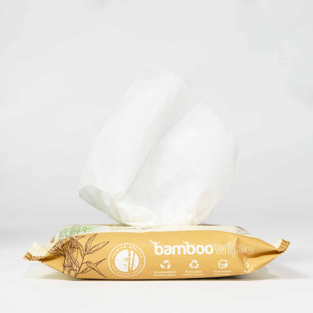 Combo 05 gói khăn giấy ướt cao cấp vải sợi tre kháng khuẩn EcoBamboo Ecowipes gói 20 tờ không mùi an toàn cho da