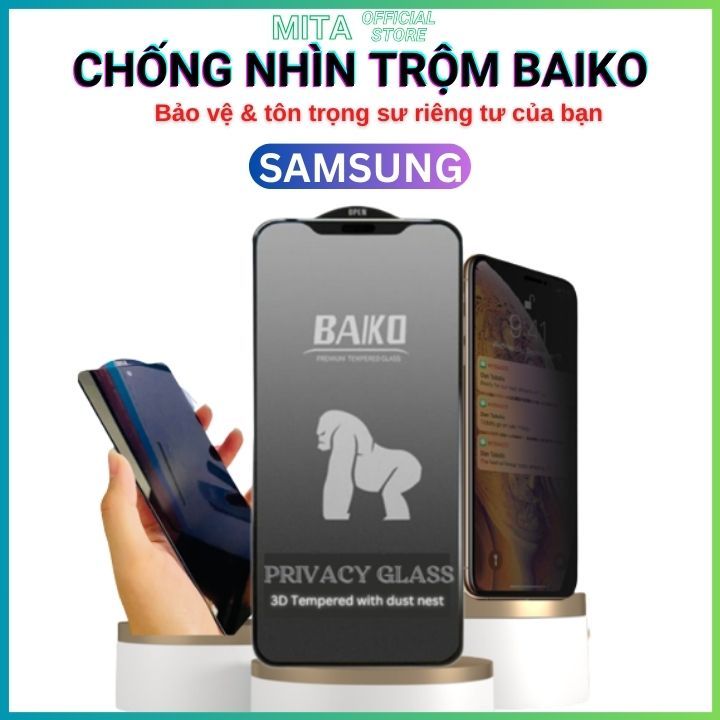 Cường lực BAIKO Chống Nhìn Trộm Samsung A54 A51 A52 A52s A53 A71 A72 A73 A70 A80 A90 4G 5G Full màn chống xước