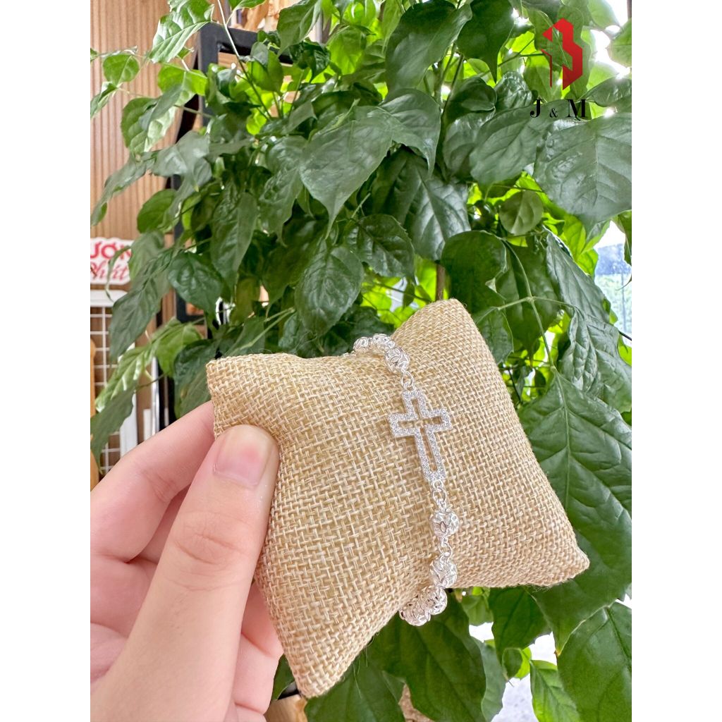 Vòng tay, Lắc Tay Bi Bạc Cao Cấp 925  Mix Thánh Giá  Lấp Lánh Sang Trọng