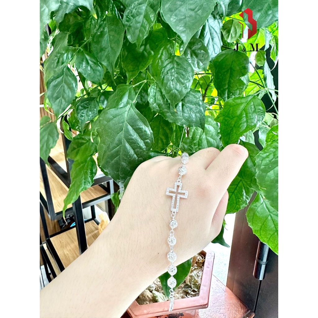 Vòng tay, Lắc Tay Bi Bạc Cao Cấp 925  Mix Thánh Giá  Lấp Lánh Sang Trọng