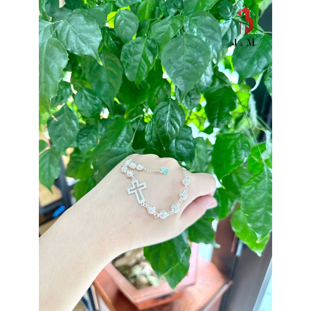 Vòng tay, Lắc Tay Bi Bạc Cao Cấp 925  Mix Thánh Giá  Lấp Lánh Sang Trọng