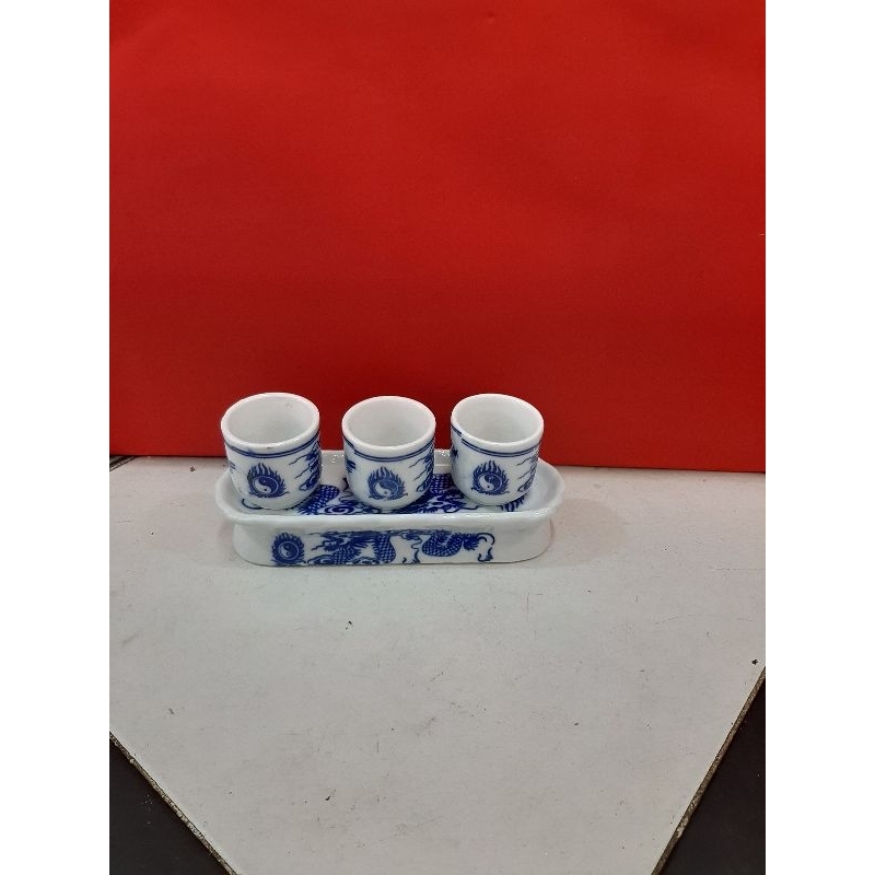 Bộ chung ly cúng màu xanh