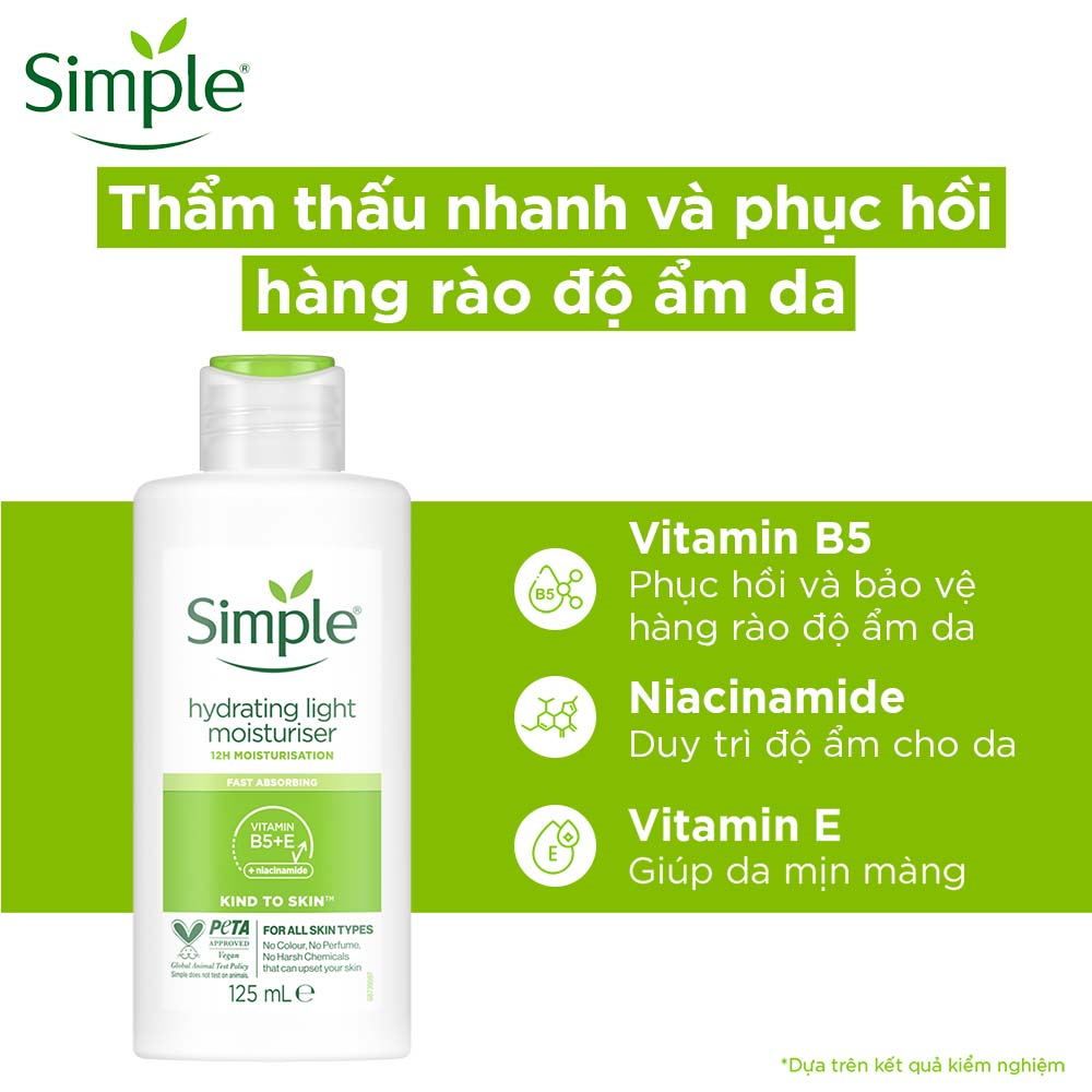 Combo Simple Nước tẩy trang 200ml + Sữa rửa mặt 150ml + Nước hoa hồng 200ml + Sữa dưỡng dạng sữa 125ml