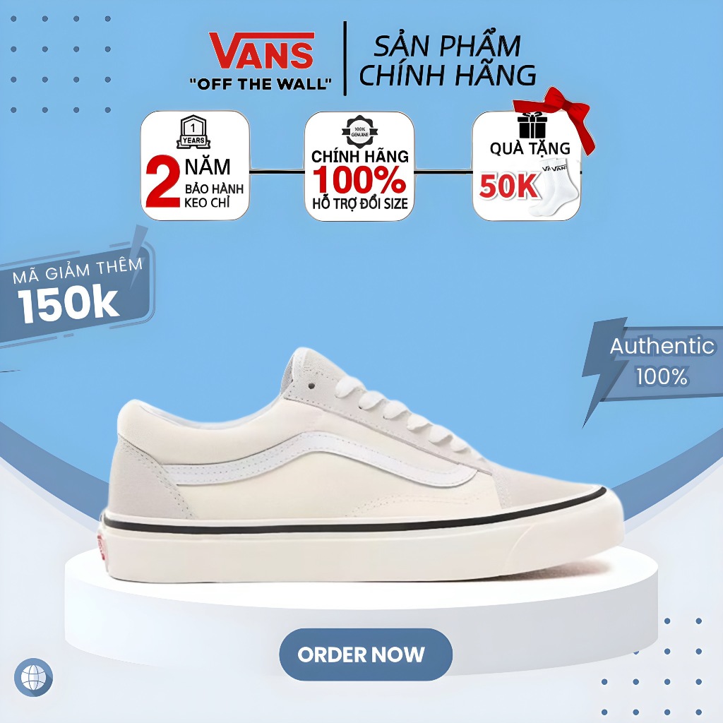 Vans old skool cream CHÍNH HÃNG nam nữ, giày vans old skool full box