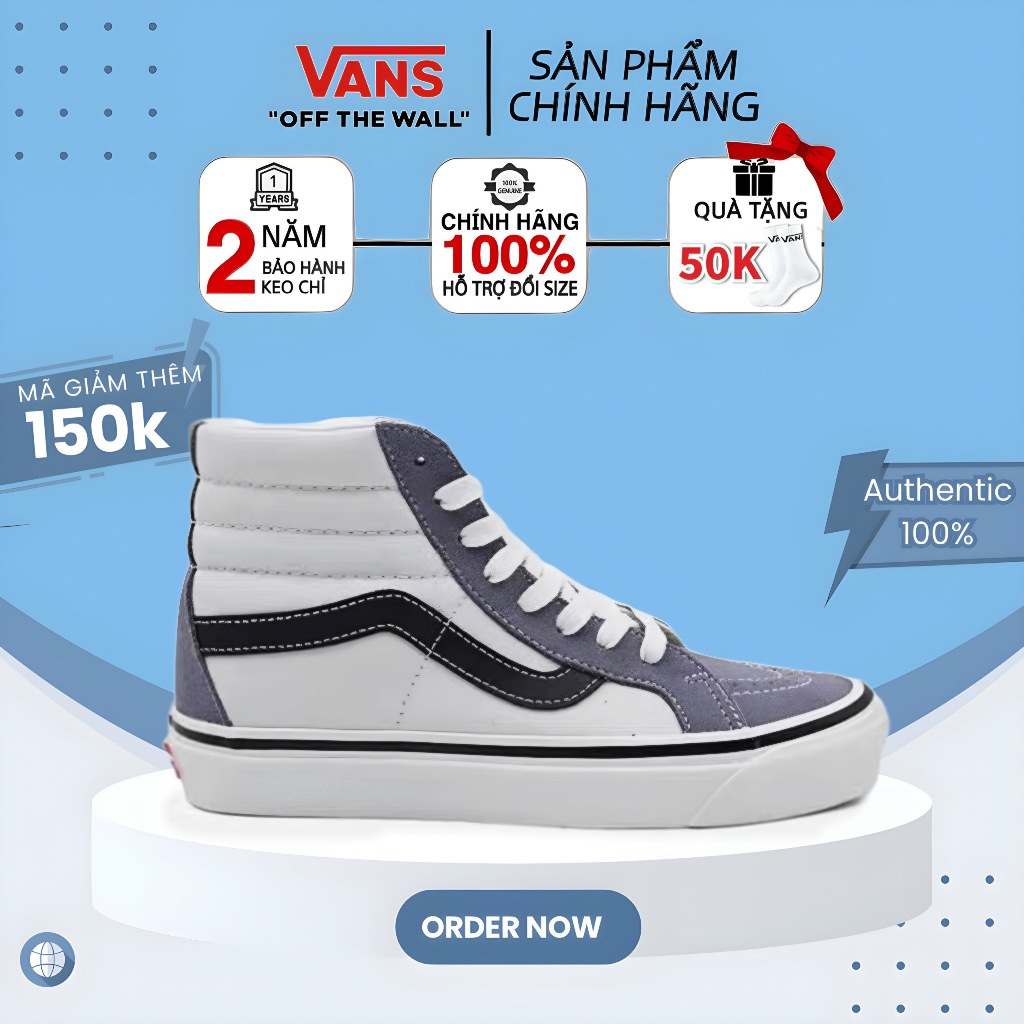 Giày vans chính hãng, vans sk8 dark grey chuẩn full box cho nam nữ