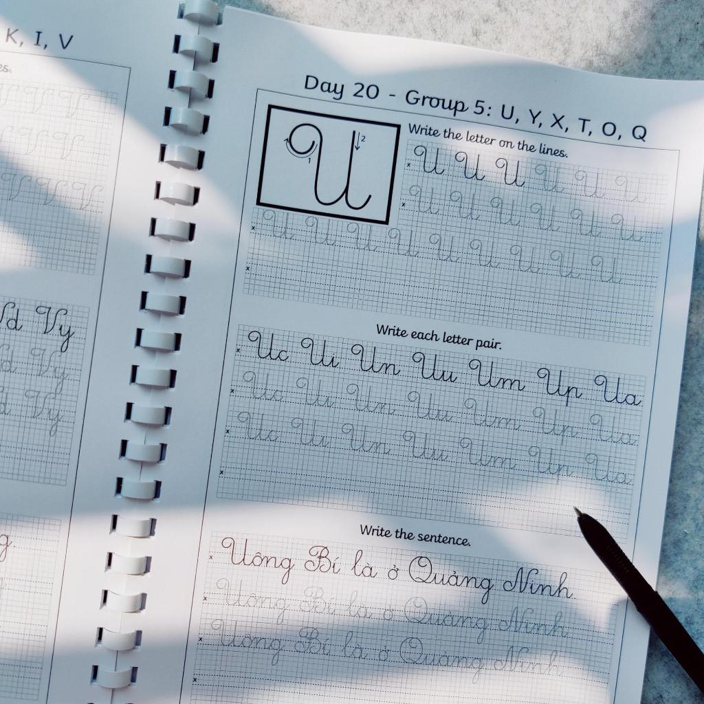 Workbook 30 Ngày Cải Thiện Chữ Viết Tay Vietnamese Cursive, Giúp Viết Đẹp, Nhanh Hơn