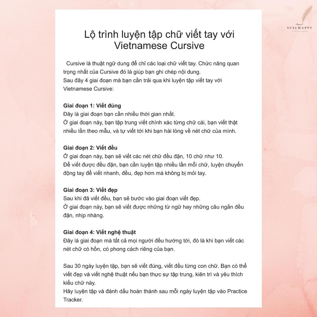 Workbook 30 Ngày Cải Thiện Chữ Viết Tay Vietnamese Cursive, Giúp Viết Đẹp, Nhanh Hơn