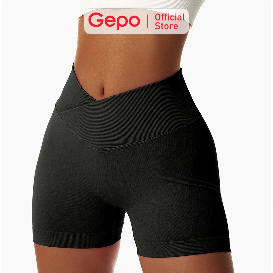 [Mã FATREND2810 giảm đến 30k tối đa 99k] Quần short đùi nữ tập gym yoga cạp chéo lưng V co giãn thấm hút mồ hôi GP116