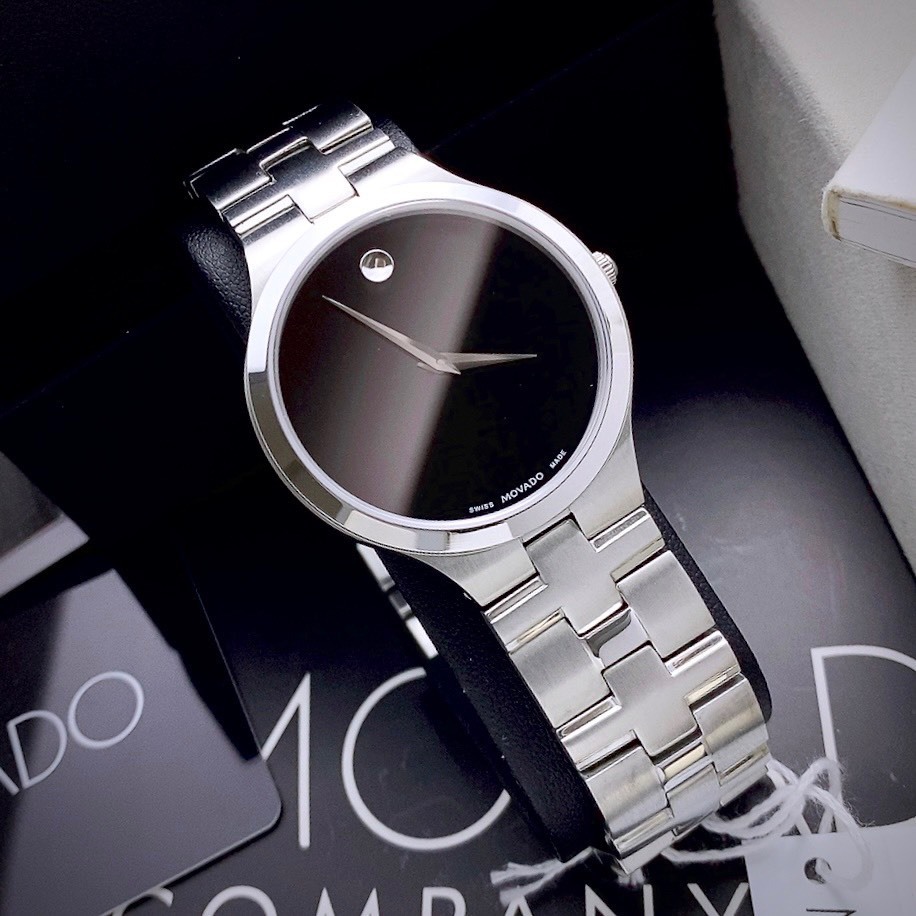 ĐỒNG HỒ NAM MOVADO 0607199 khung thép trắng- Máy swiss made- Size 40mm- chống nước- bảo hành 24 tháng