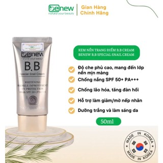 Kem nền bb cream che khuyết điểm, trắng da ốc sên benew special snail hàn quốc 50ml/hộp