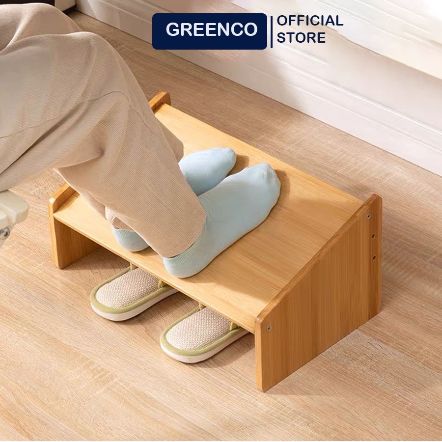 Ghế kê chân công thái học GREENCO dành cho văn phòng làm việc, học tập... chống trượt bằng gỗ giá xưởng - D17