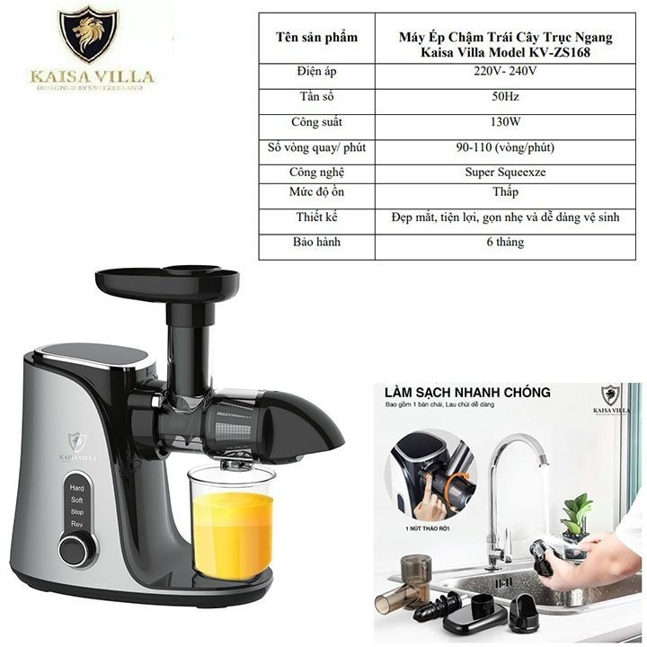 Máy ép chậm trái cây trục ngang Seka/Kaisa Villa KV-ZS168