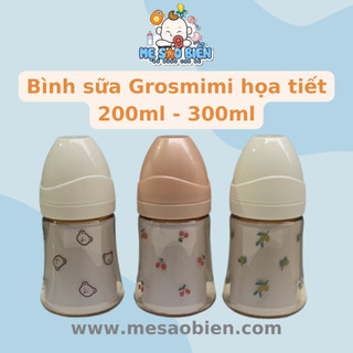 Bình sữa grosmimi ppsu hoạ tiết cherry/ gấu/ olive 200ml/ 300ml