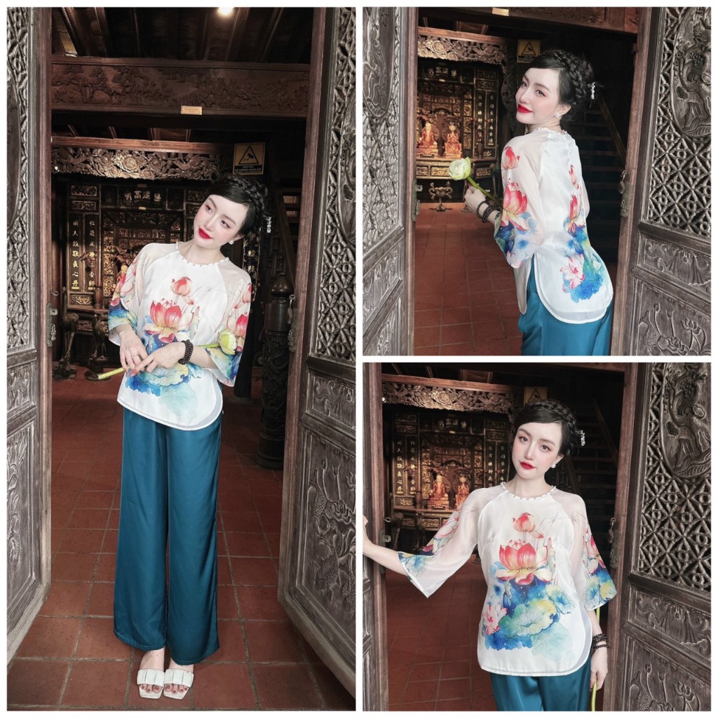 Bộ lam áo 2 lớp ánh kim