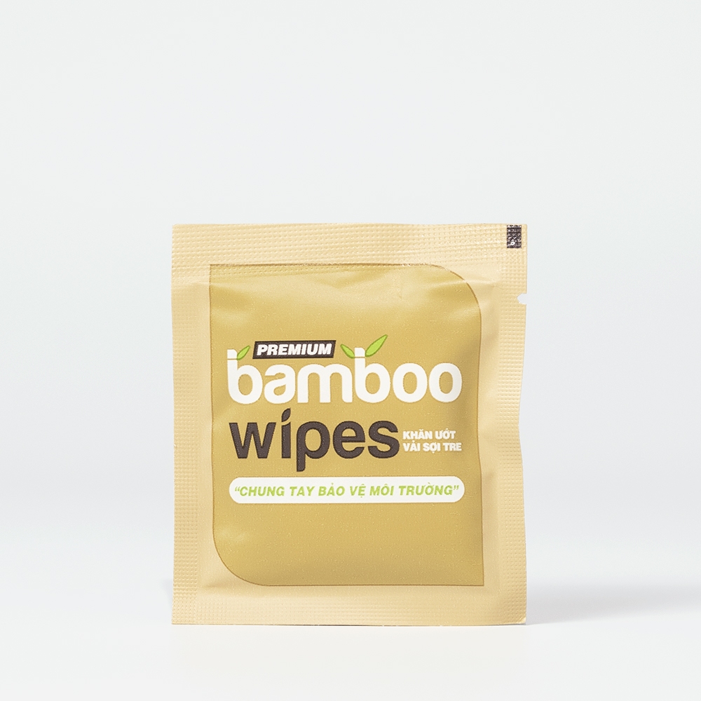 Combo 10 gói khăn giấy ướt cao cấp vải tre sinh thái kháng khuẩn EcoBamboo EcoWipes travel size Premium gói 1 tờ