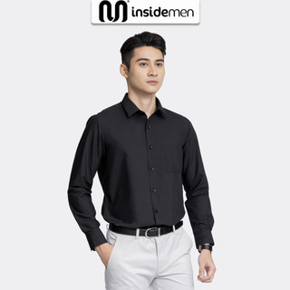 Áo sơ mi đen nam trơn dài tay INSIDEMEN không túi dáng suông chống nhăn xù không phai màu ILS01803