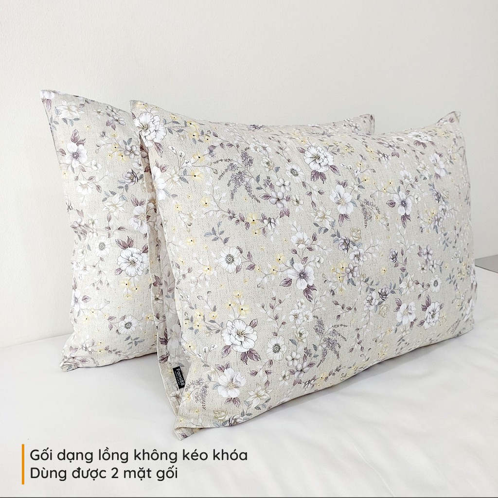 Vỏ gối nằm 50x70cm họa tiết đẹp Fami88, bao áo gối cotton satin cao cấp 100% sợi tự nhiên thoáng mát an toàn cho da.