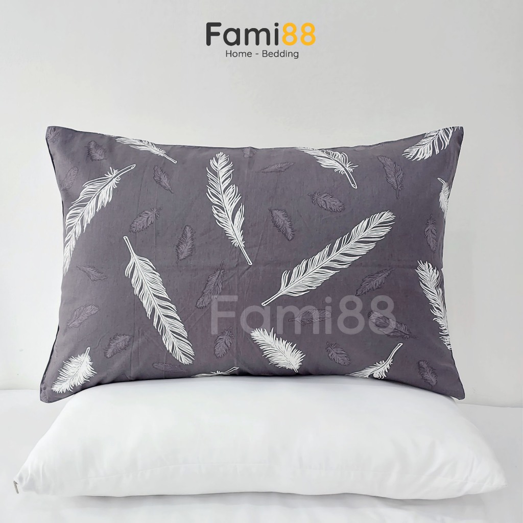Vỏ gối nằm 50x70cm họa tiết đẹp Fami88, bao áo gối cotton satin cao cấp 100% sợi tự nhiên thoáng mát an toàn cho da.