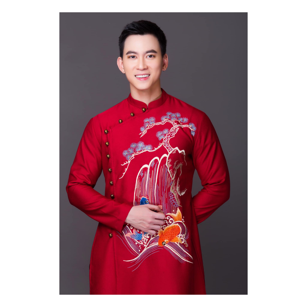 Áo dài nam cao cấp hoạ tiết cây tùng