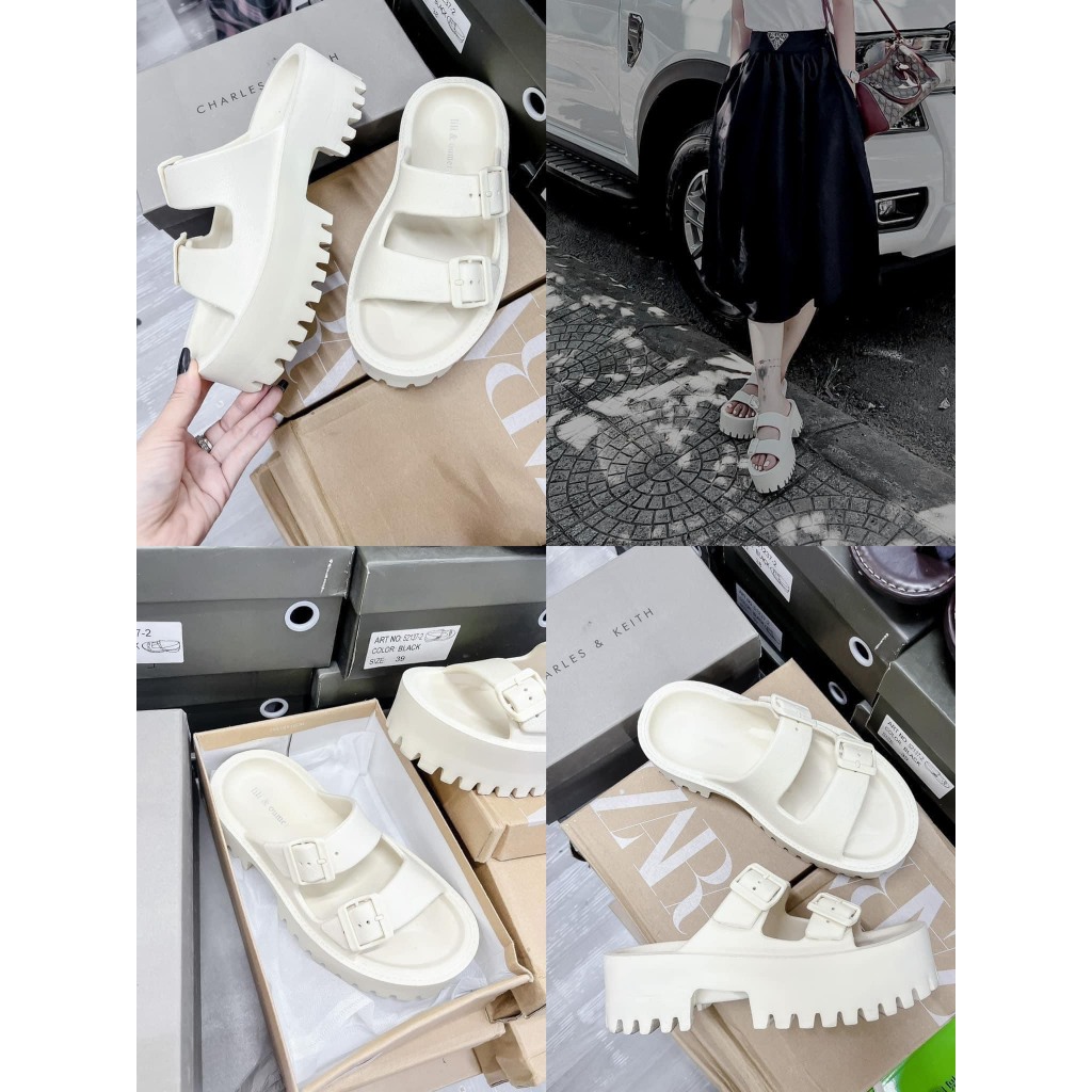 DÉP NỮ TRẮNG ĐẾ ĐÚC 2 QUAI NGANG-B803