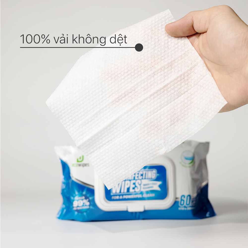 Combo 03 gói khăn giấy ướt diệt khuẩn EcoWipes gói 60 tờ diệt 99,9% vi khuẩn có hại trên nhiều bề mặt