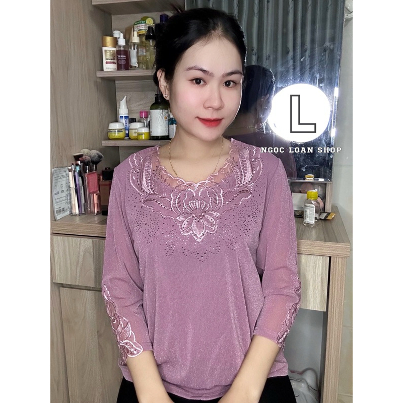 Áo voan nhũ hai lớp trung niên , áo kiểu trung niên QC _ngọc loan shop