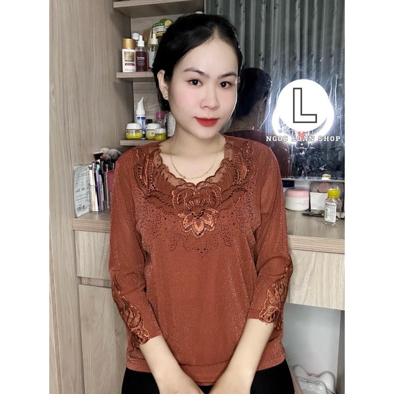 Áo voan nhũ hai lớp trung niên , áo kiểu trung niên QC _ngọc loan shop