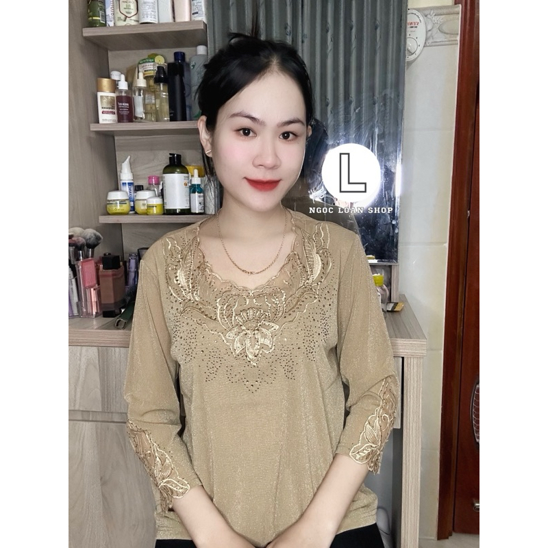 Áo voan nhũ hai lớp trung niên , áo kiểu trung niên QC _ngọc loan shop