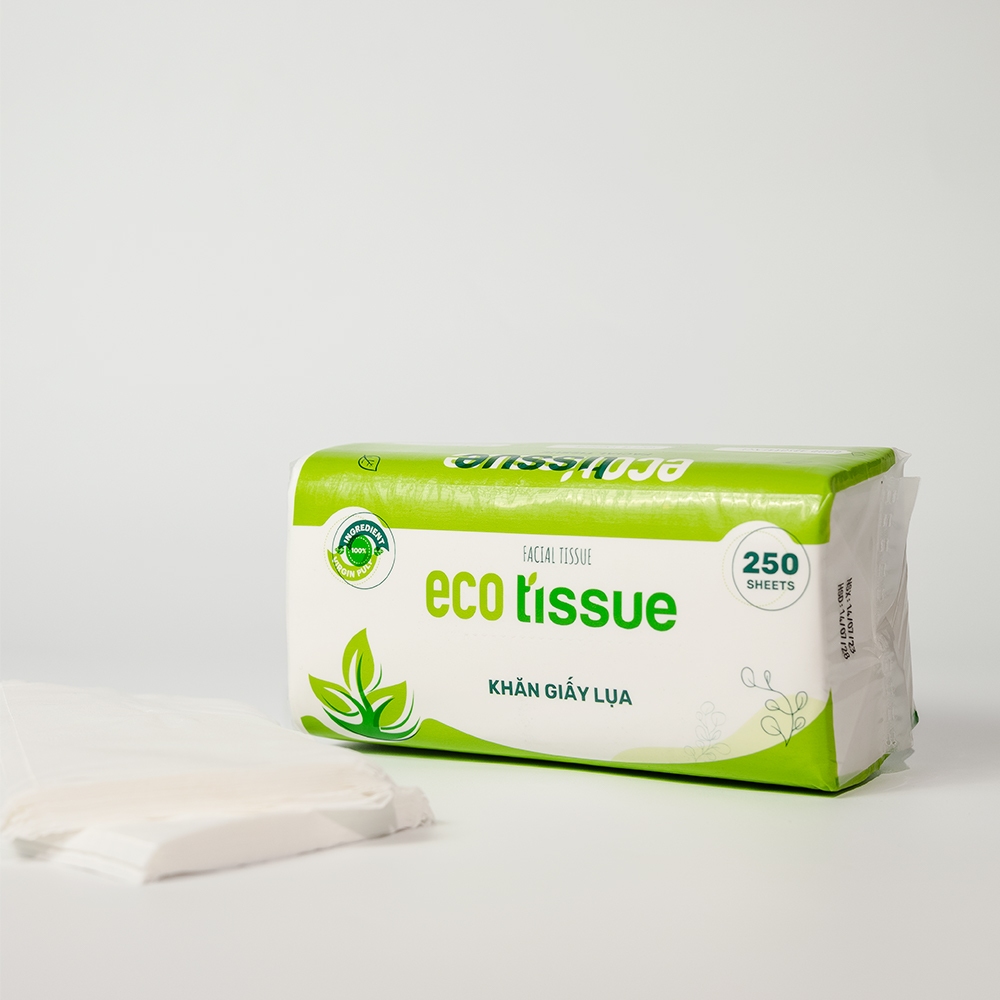 Khăn giấy lụa rút khăn giấy ăn cao cấp Ecotissue gói 250 tờ tiết kiệm mềm mịn dai thấm hút tốt an toàn không bụi vụn