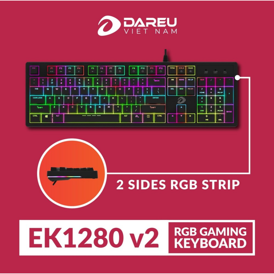 Bàn phím cơ DAREU EK1280 V2 104KEY  - LED RGB