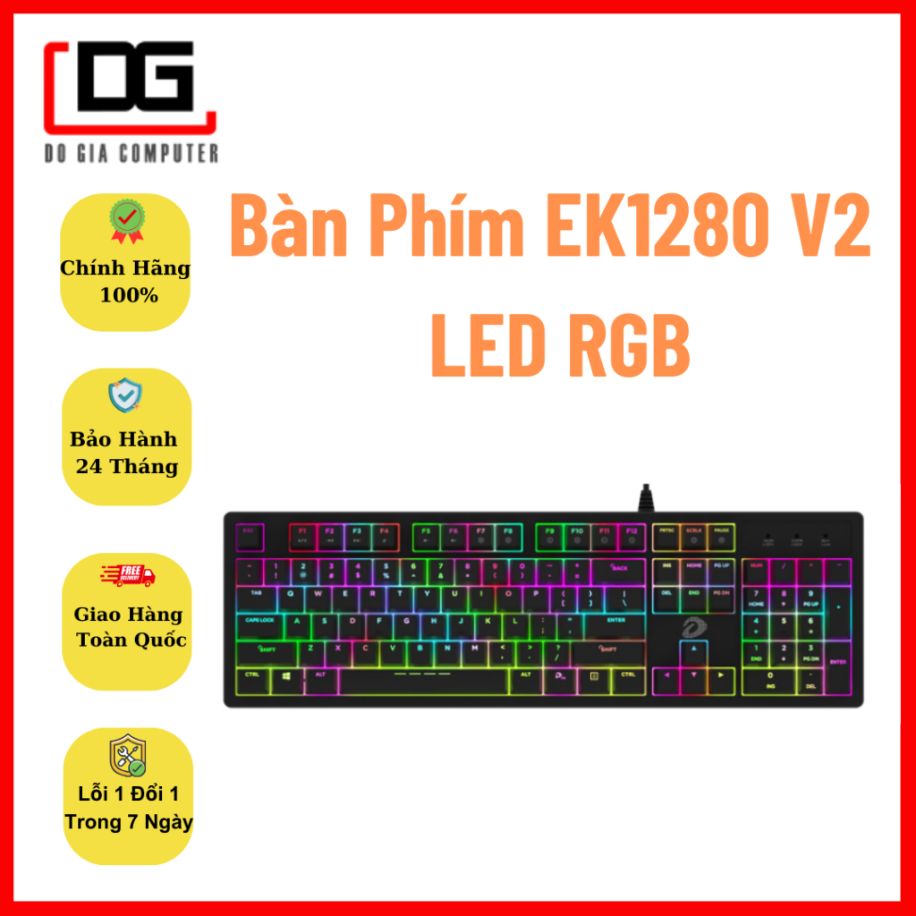Bàn phím cơ DAREU EK1280 V2 104KEY  - LED RGB