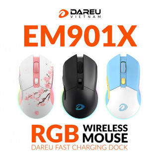 Chuột gaming không dây dareu em901x rgb - superlight, kèm dock sạc