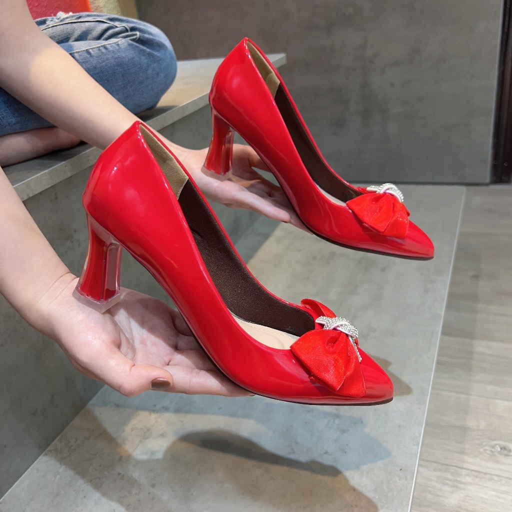 Giày Búp bê cao gót mũi nhọn 5p - 7p nơ Voan nhẹ nhàng và nữ tính. Giày cao gót 5cm và 7cm - mã BB69